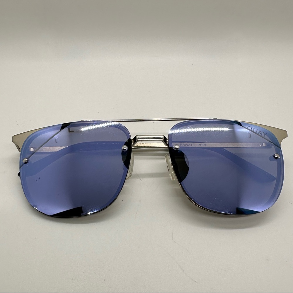 Quay Private Eyes Sunglasses Gunmetal Mirror Lenses with case
